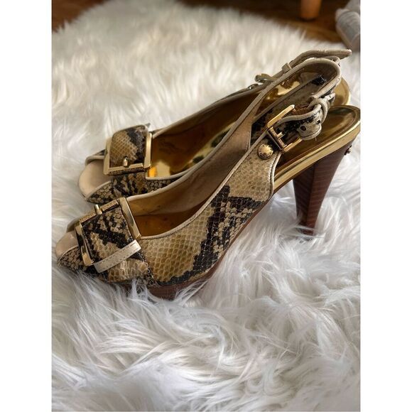 Michael kors heels size 7 animal print gold high heels 4 inch heel with platform - Picture 2 of 6